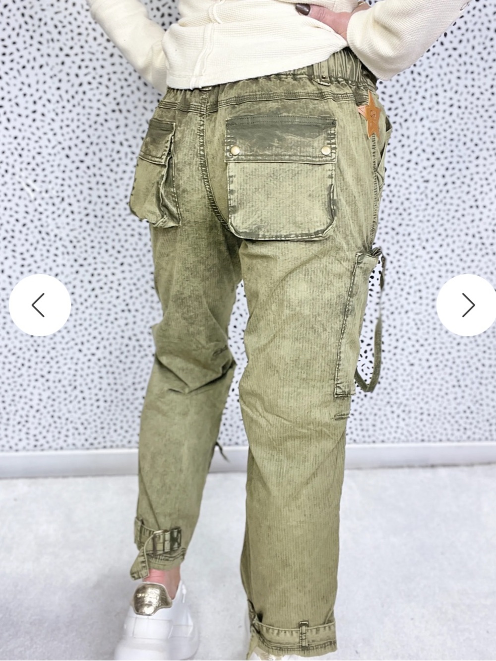 OH Ladies Obviously Yours Olive Green Woven Cargo Pants. Size Medium. - Picture 5 of 16